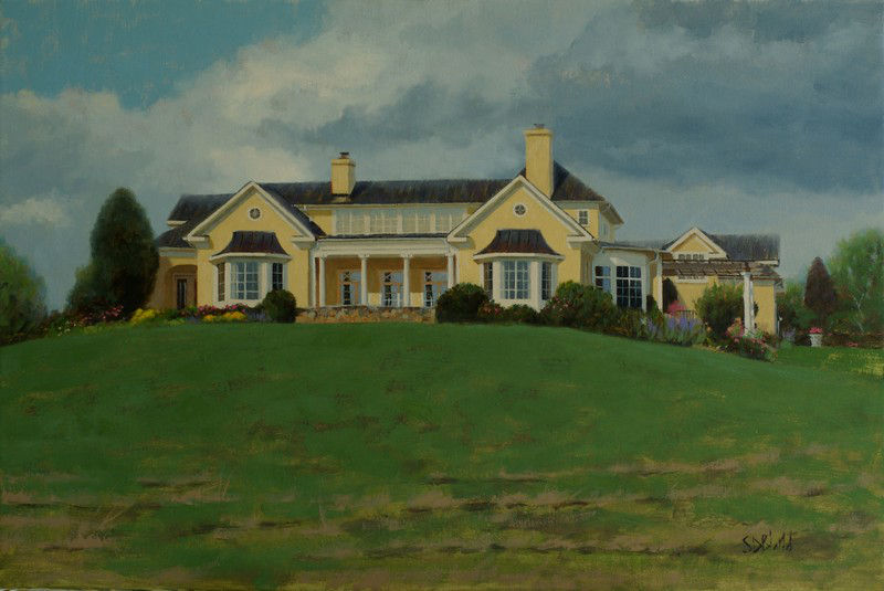 Oil painting of a house on WIllisville Rd in Upperville, VA